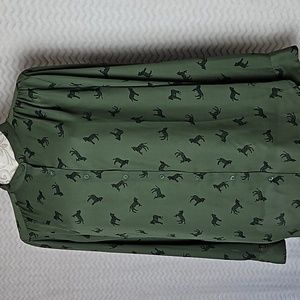 Faded Glory womens olive green top with zebra print.